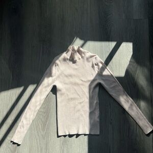 Primark Ribbed Long Sleeve Top in Cream